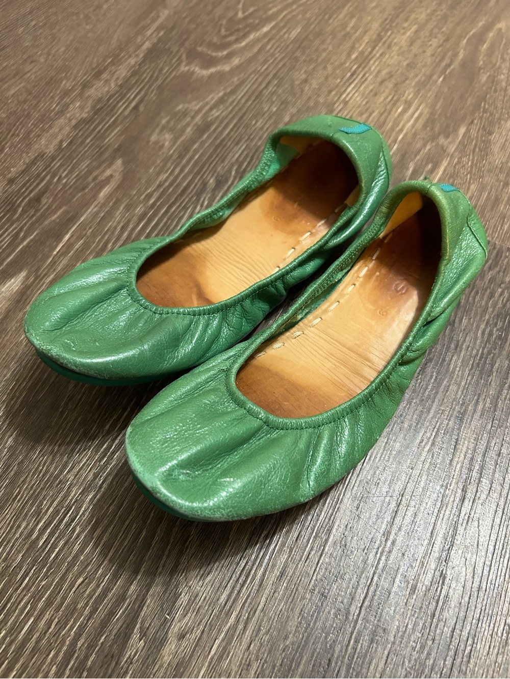 Tieks Women’s Green Leather Ballet Flats Size 9